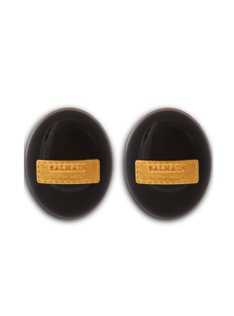 Signature Grid brass and enamel earrings 1