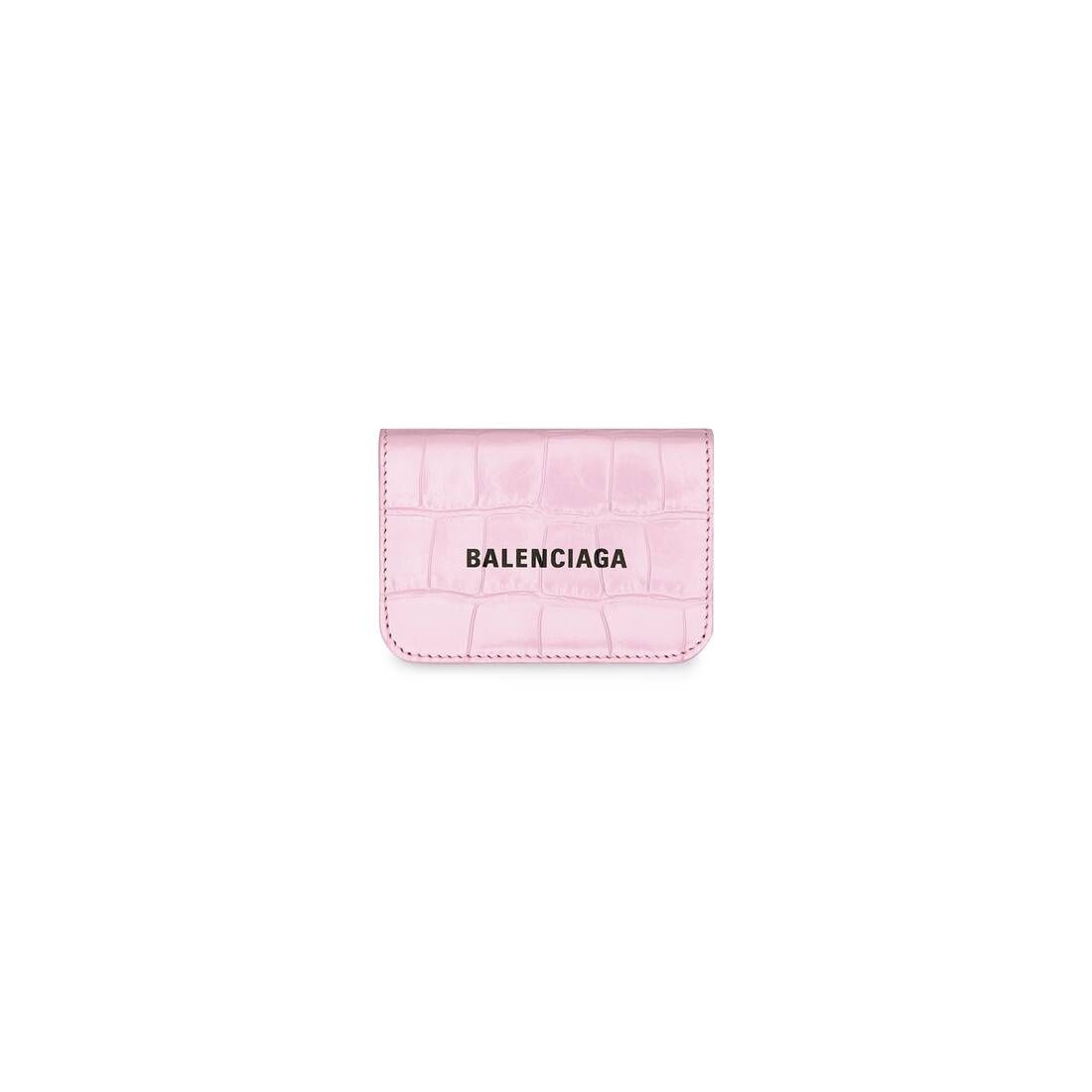 Women's Cash Mini Wallet Crocodile Embossed in Fuchsia/black - 1