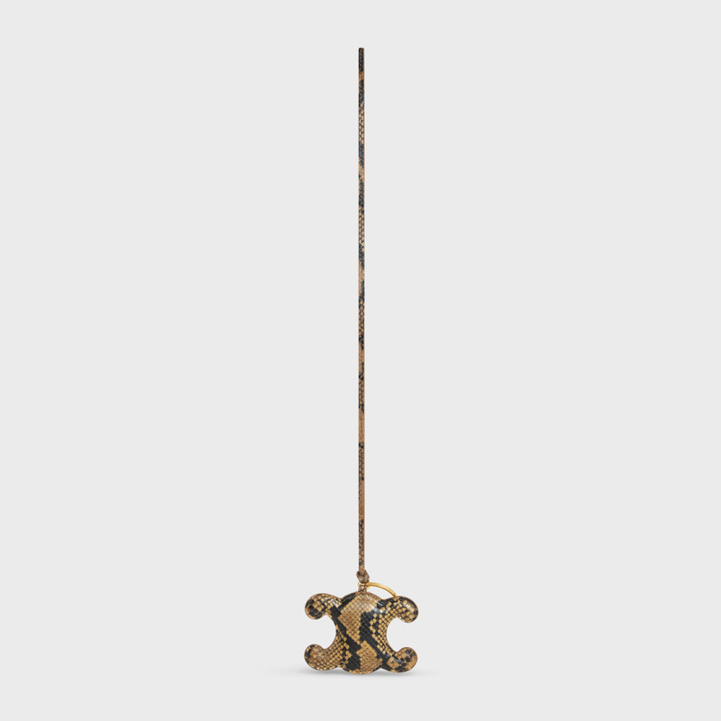 CELINE TRIOMPHE pom-pom keyring in PYTHON with Gold Finishing outlook