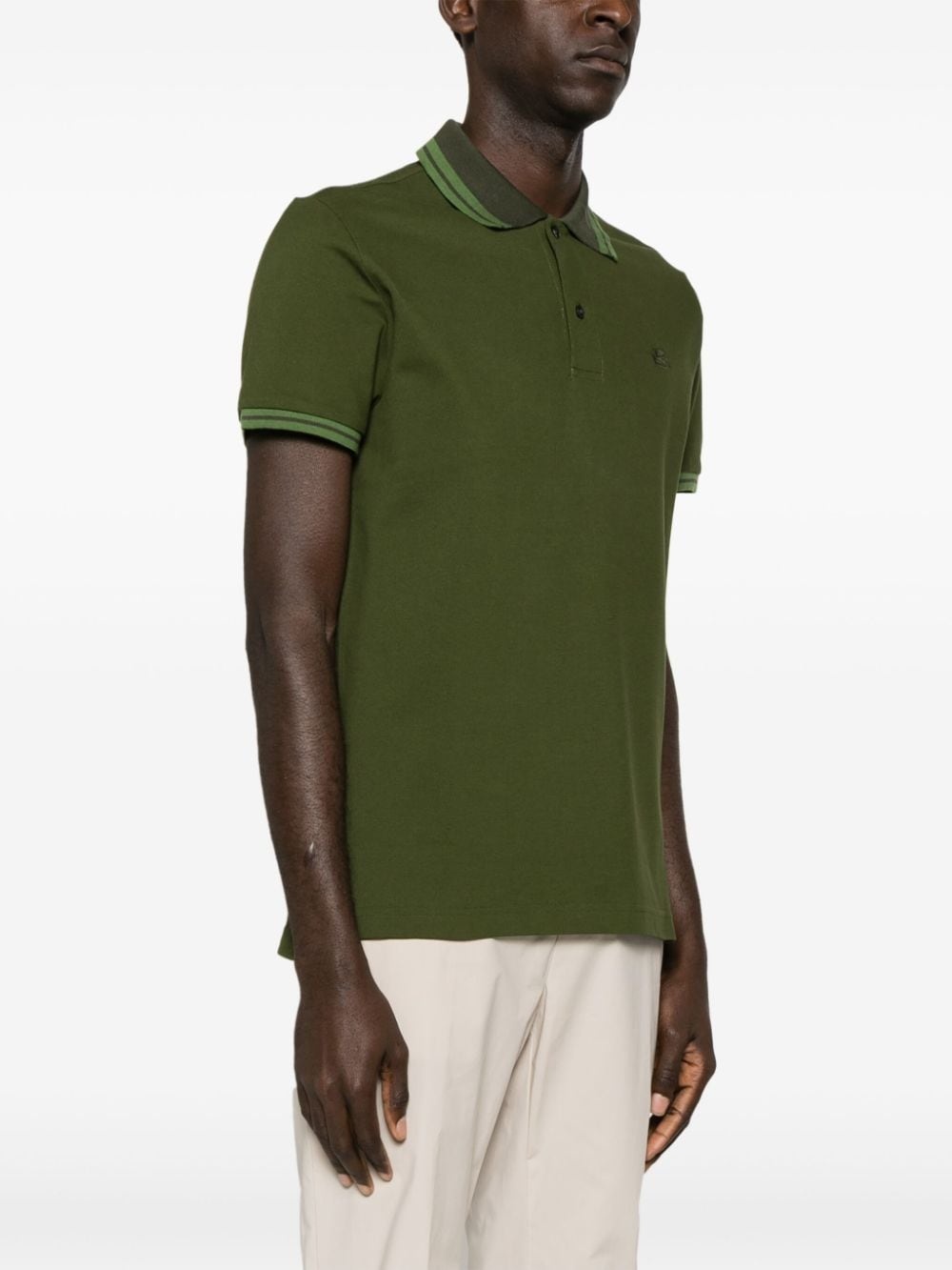 Pegaso-embroidered cotton polo shirt - 3