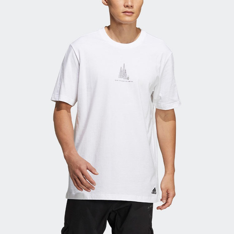 adidas adidas Casual Sports Breathable Pattern Short Sleeve White HI3036 outlook
