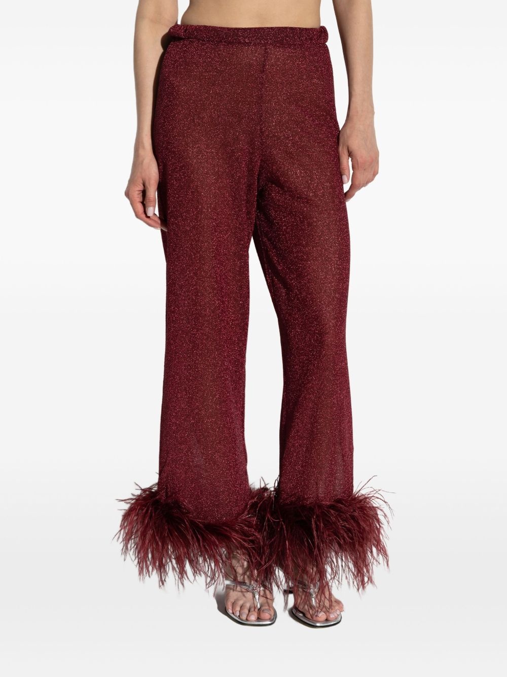 Plumage feather-trim trousers - 3