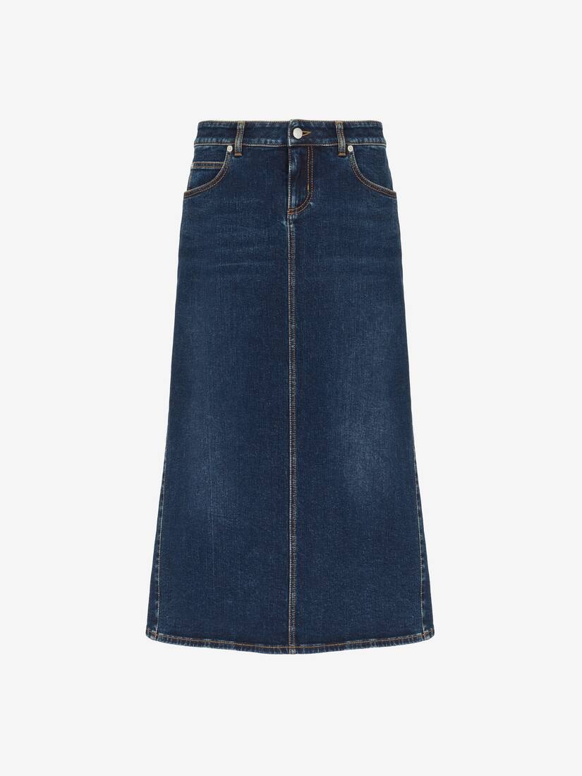 Women's Denim Pencil Skirt in Indigo - 2