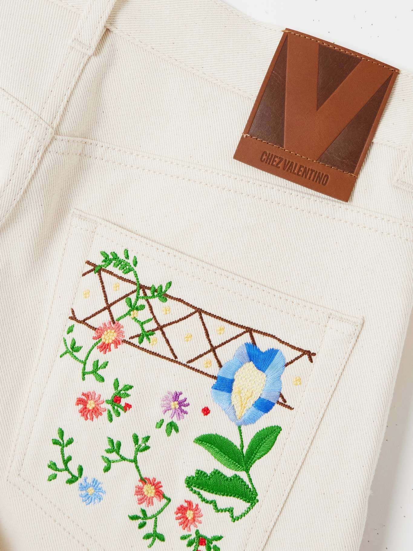 Embroidered high-rise straight-leg jeans White - 5