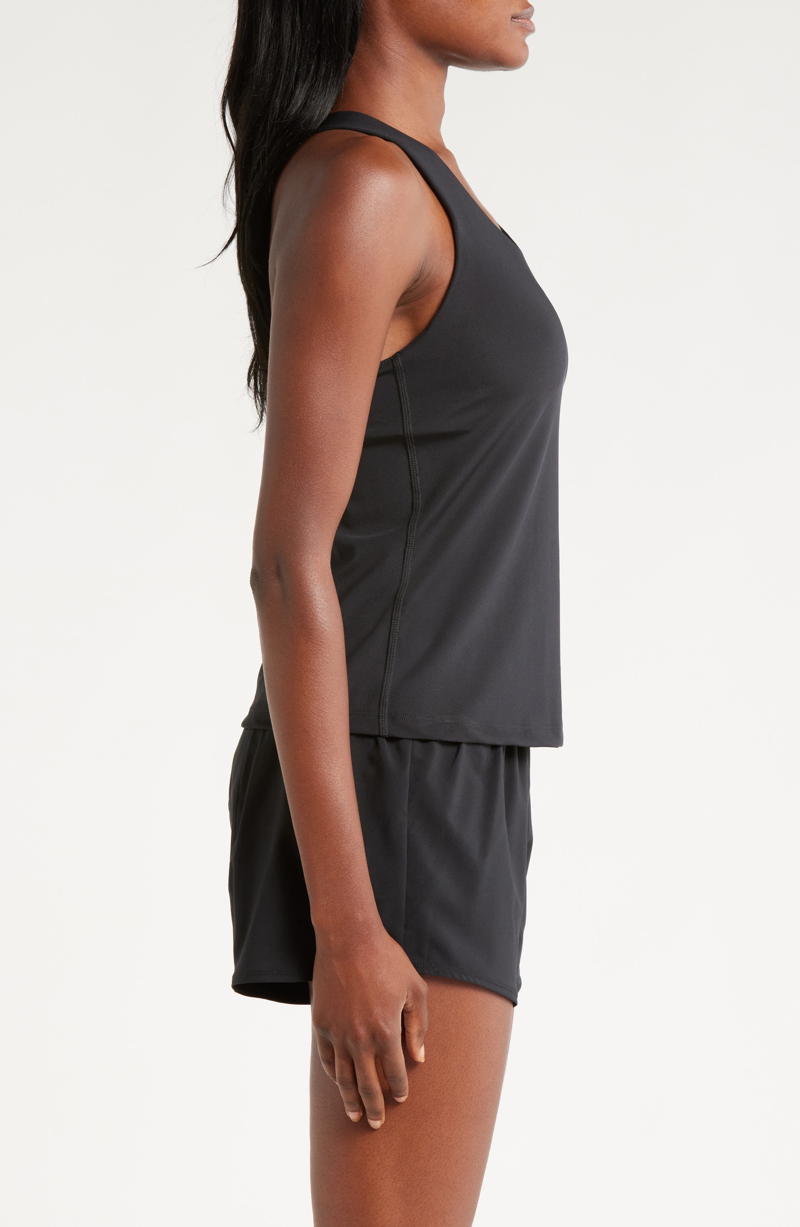 Nike Dri-FIT Swoosh Bra Racerback Tank in Black/Black/White at Nordstrom - 3