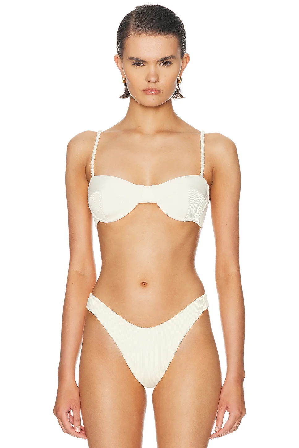Ribbed Adjustable Vintage Bikini Top - 1