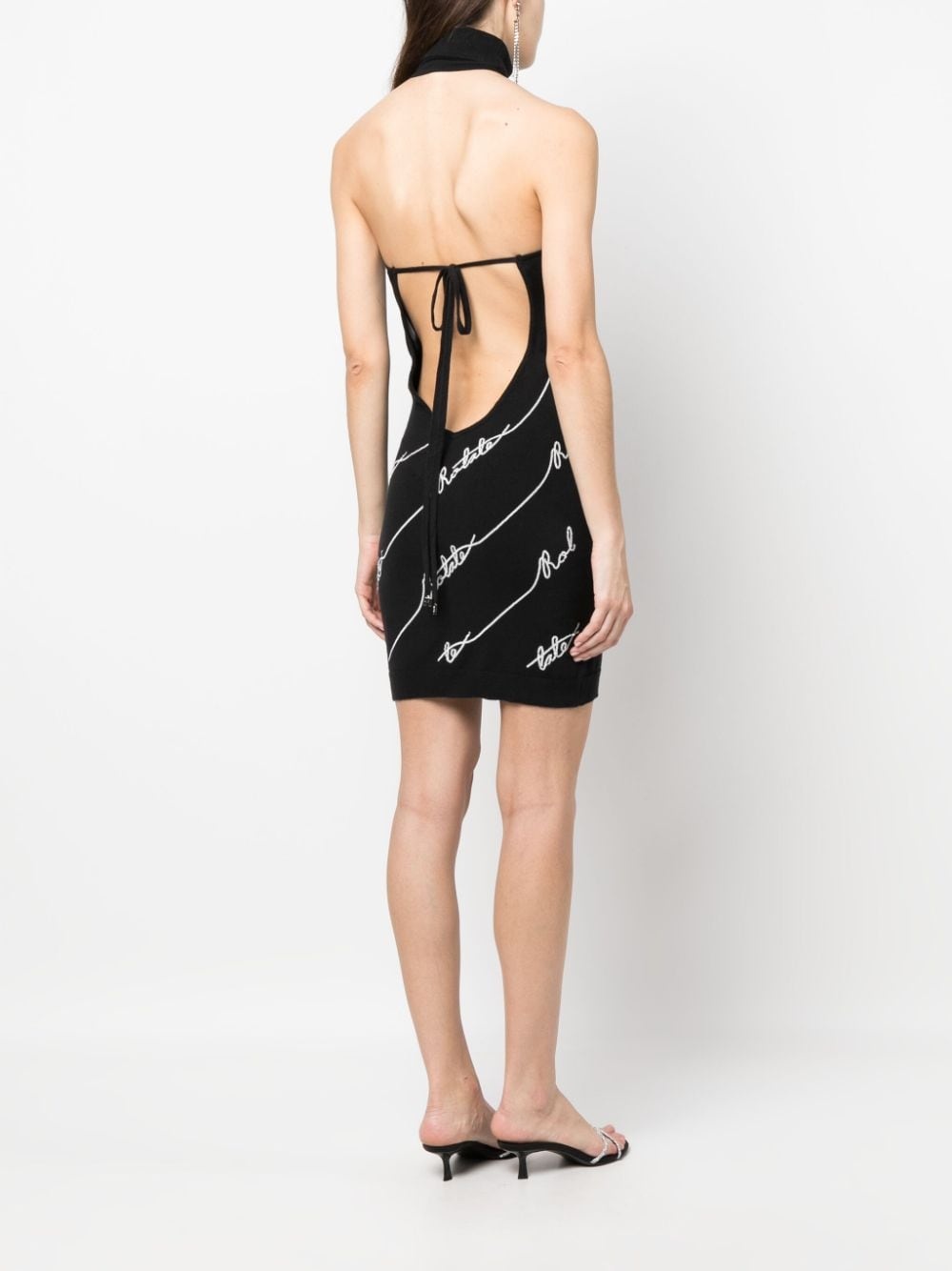 sequin logo-embellished halterneck minidress - 4