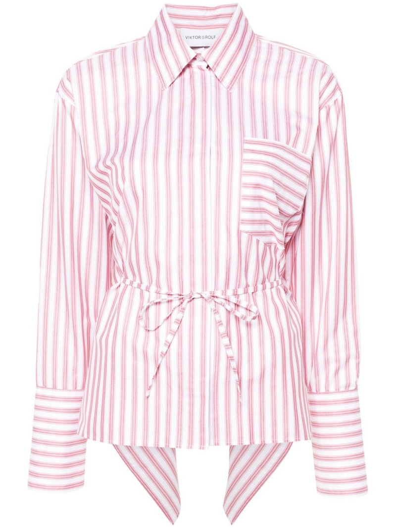 Volant open back striped shirt 1