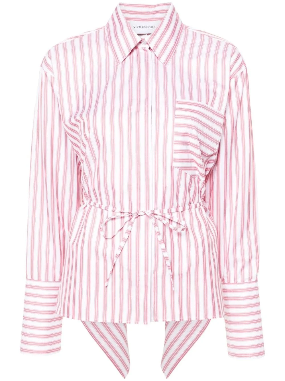 Volant open back striped shirt - 1