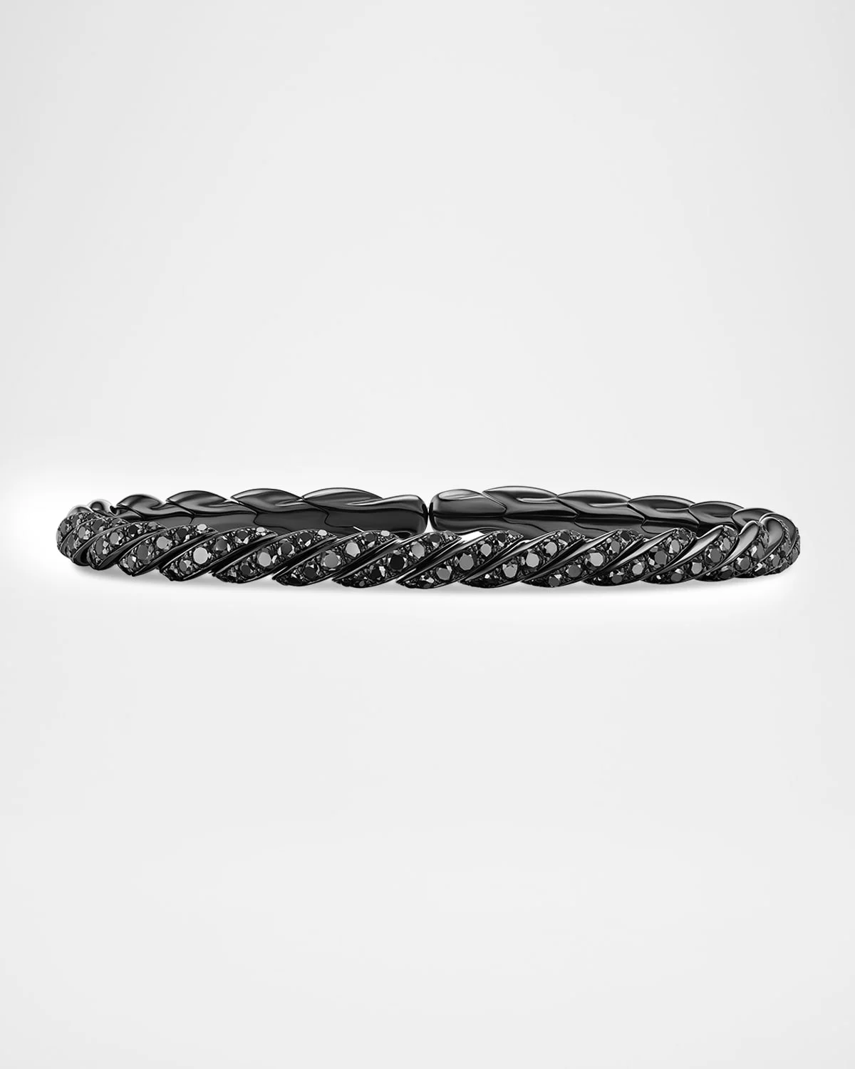Sculpted Cable Flex Bracelet with Black Diamonds in 18K Gold, 5mm - 1