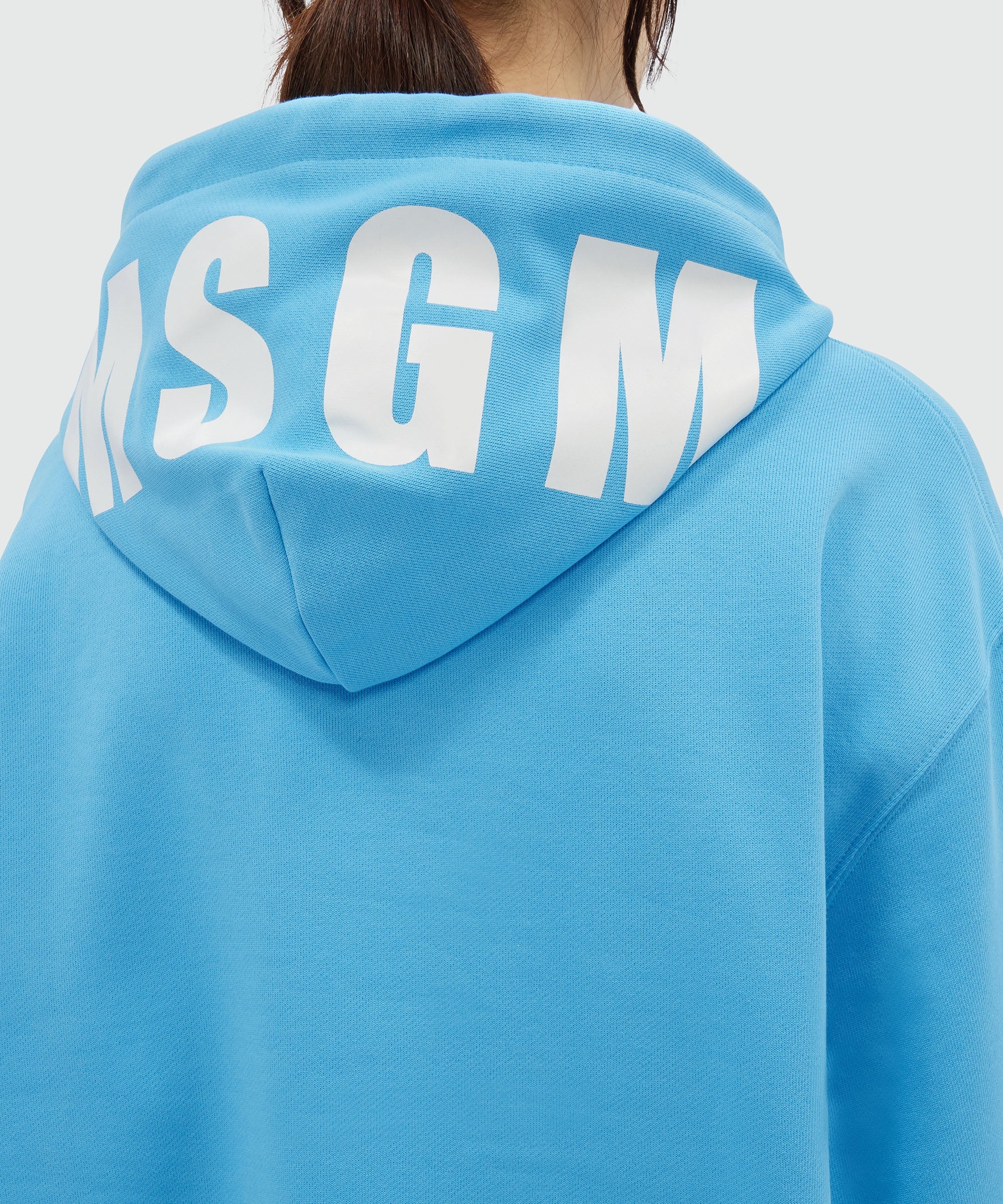 Light blue cotton sweatshirt with maxi logo print - 5