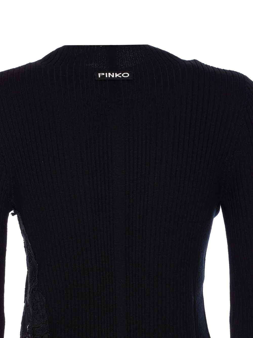 lace-insert ribbed sweater - 3