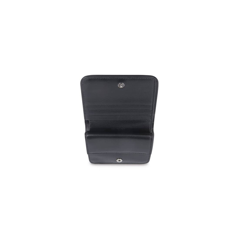 BALENCIAGA Essential Flap Coin And Card Holder in Black outlook