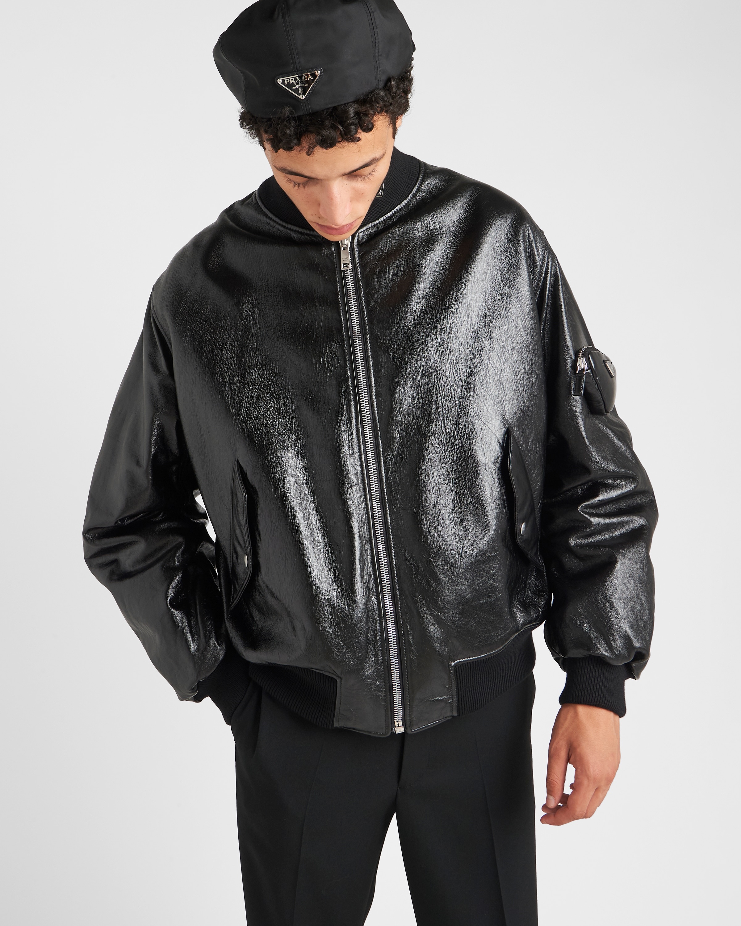 Nappa leather bomber jacket