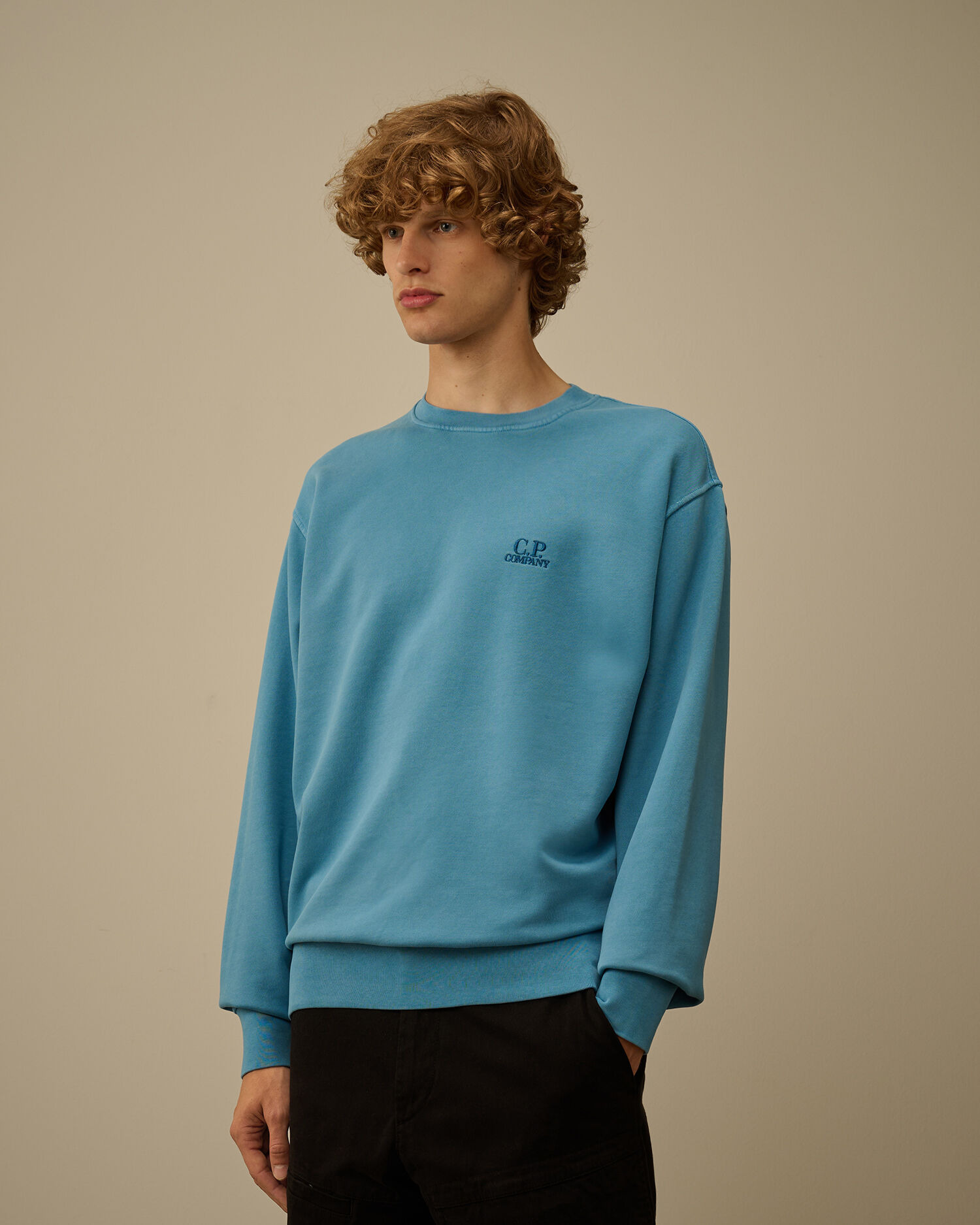 Brushed and Emerized Diagonal Fleece Crewneck Logo Sweatshirt - 3