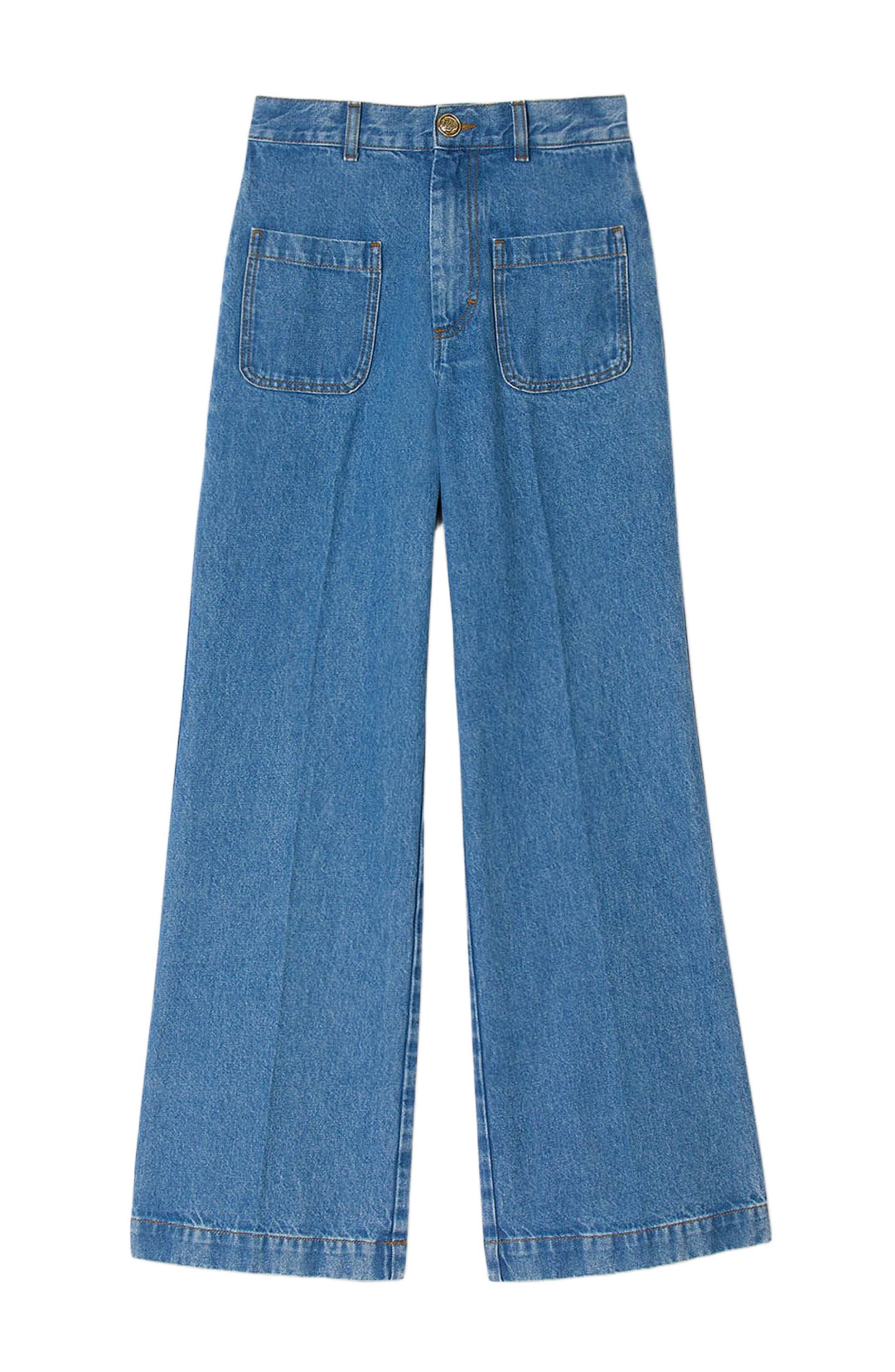 SANDRO Wide-leg high-rise jeans in Blue Jean at Nordstrom - 6