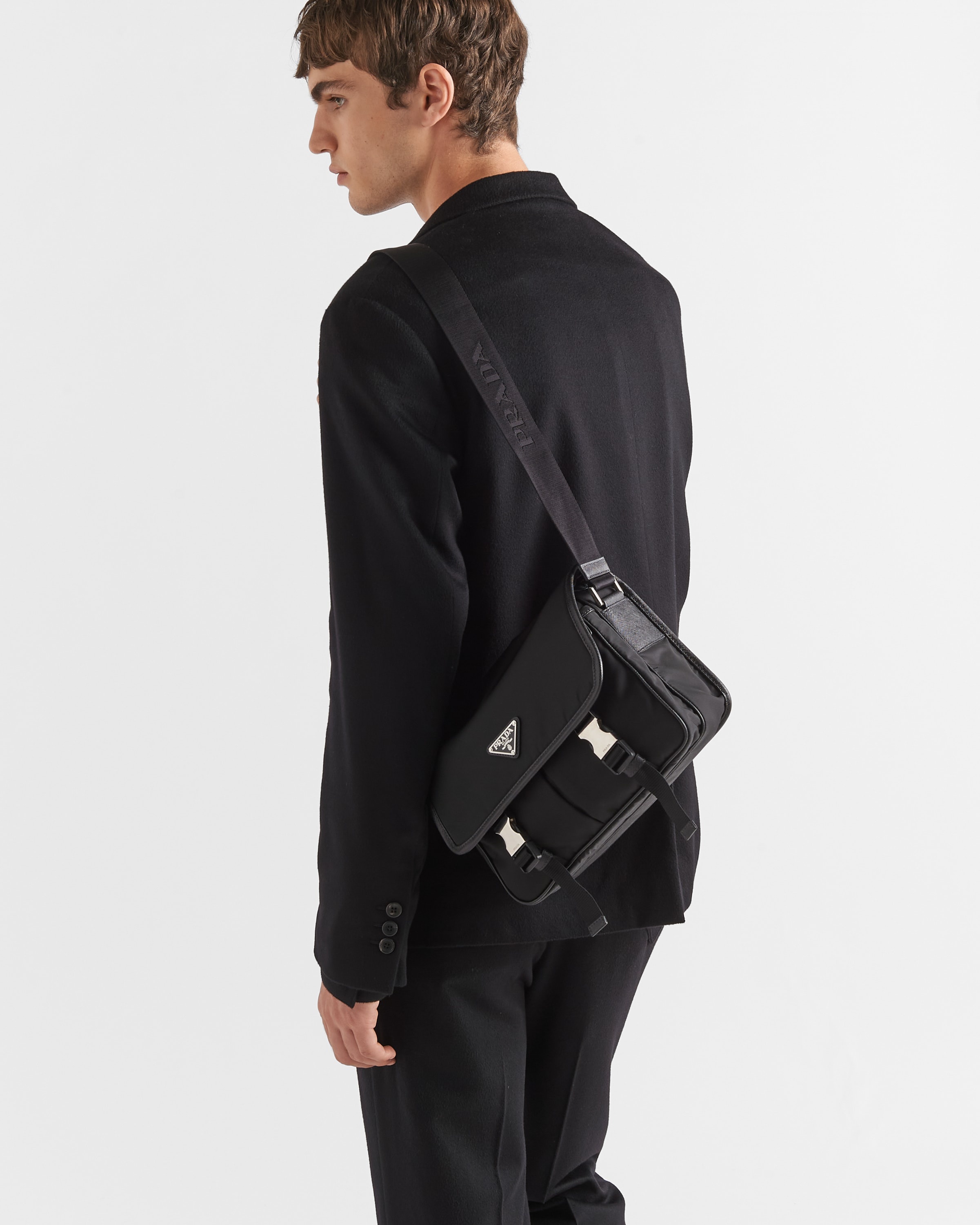Re-Nylon and Saffiano leather shoulder bag - 7