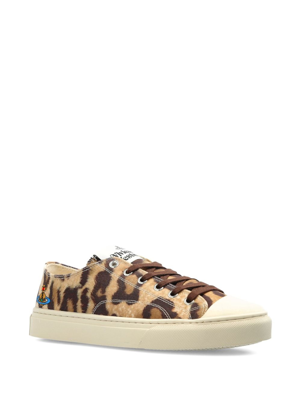 animal-print lace-up sneakers - 2