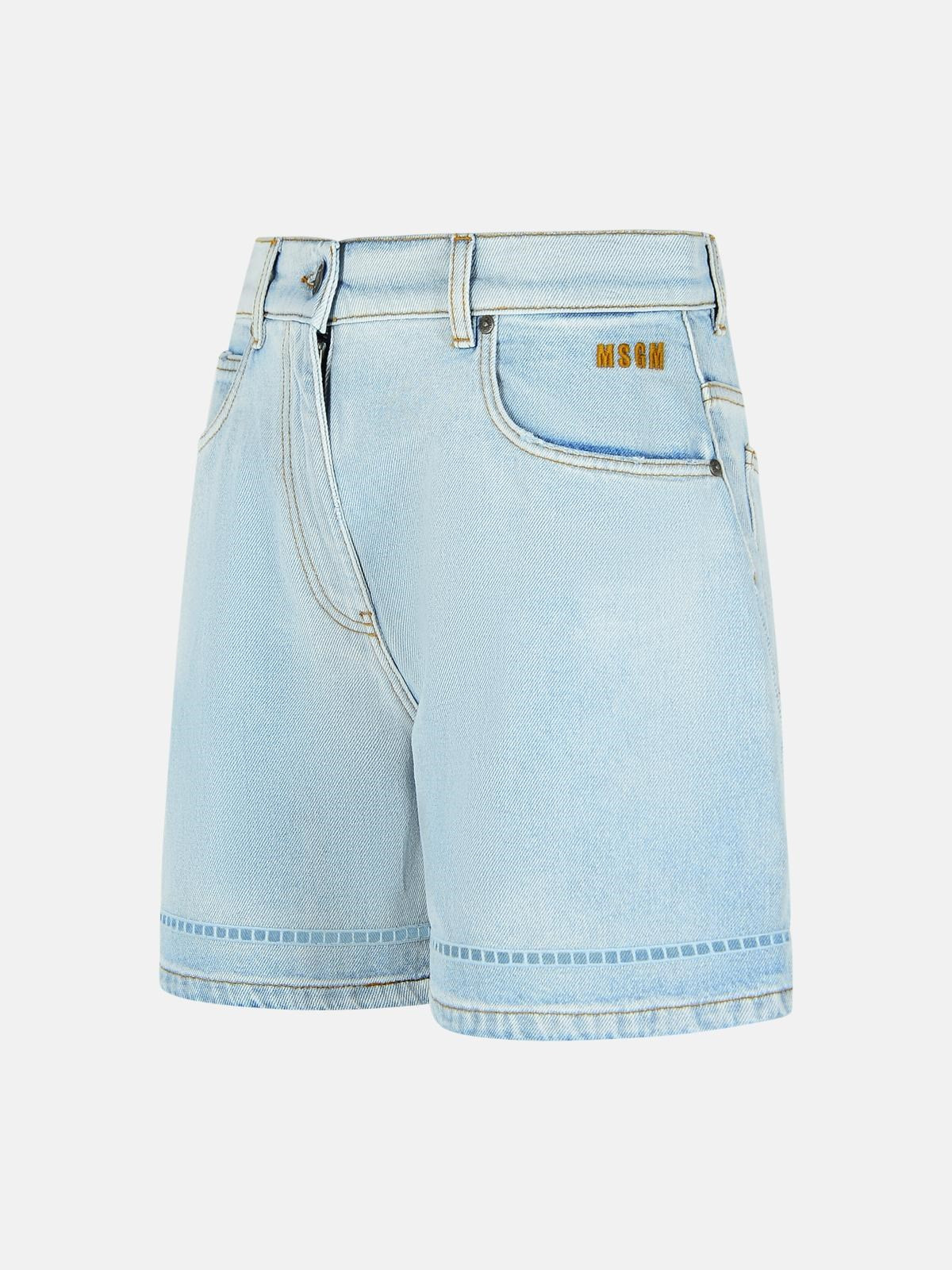 LIGHT BLUE DENIM SHORTS - 2