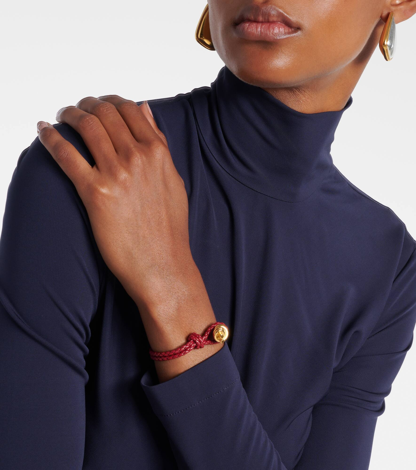 Knot braided leather and sterling silver bracelet - 3