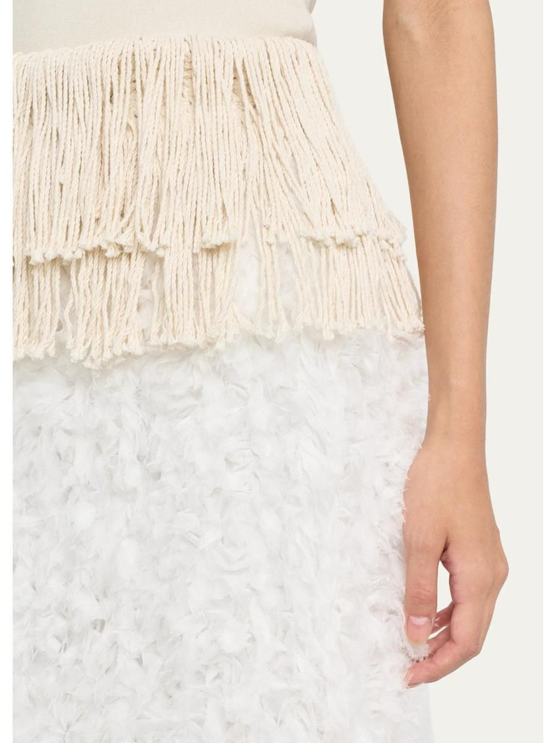 Bambola Fringed Chiffon Pencil Skirt 5