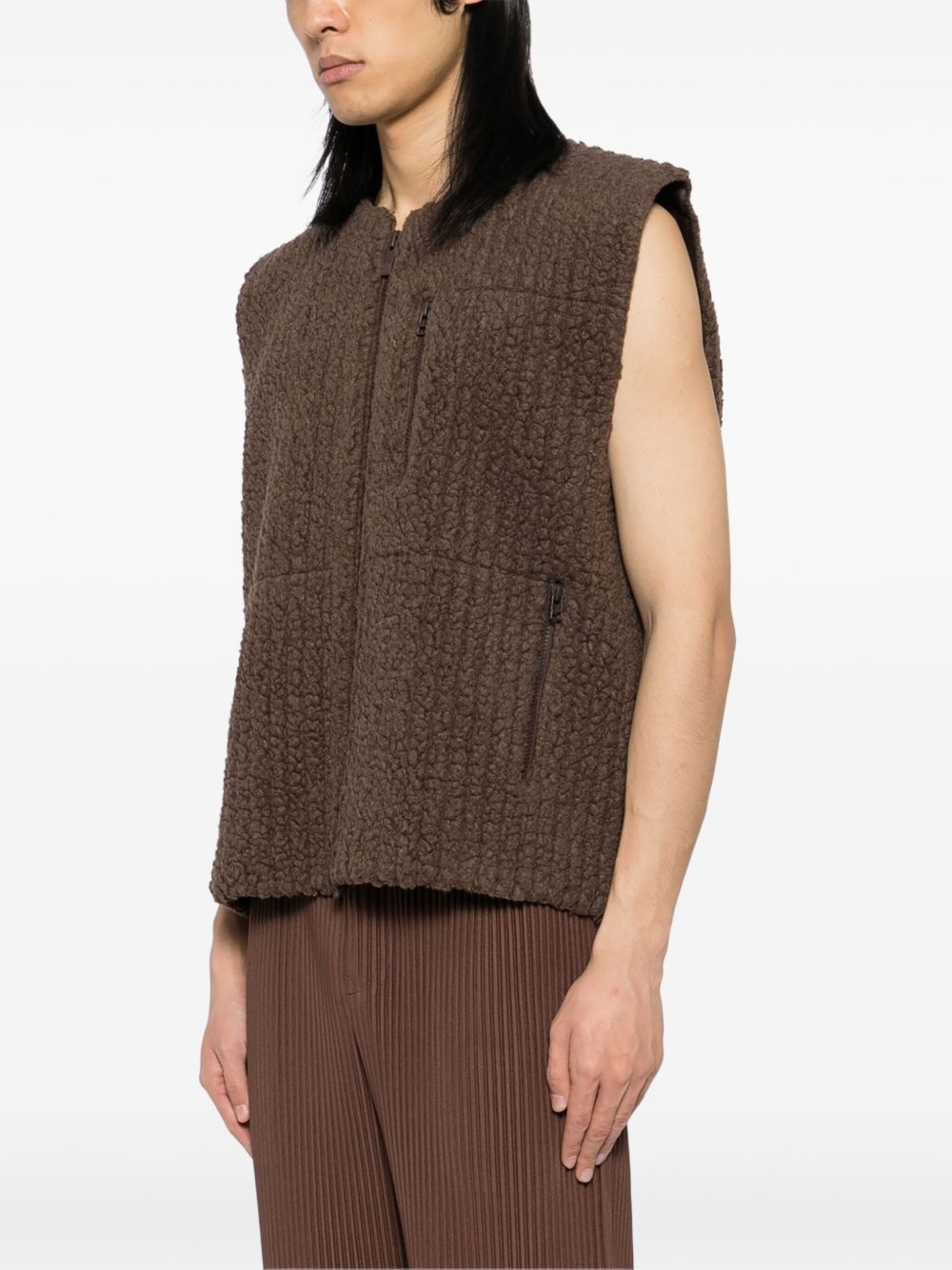 fleeced pleats gilet - 3