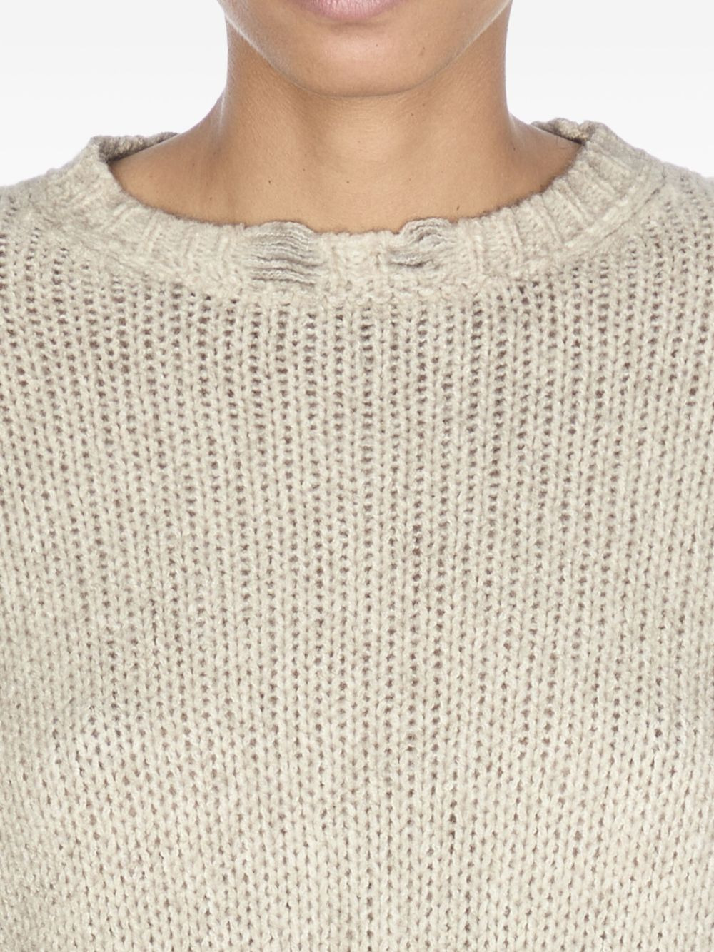 frayed crew-neck sweater - 5