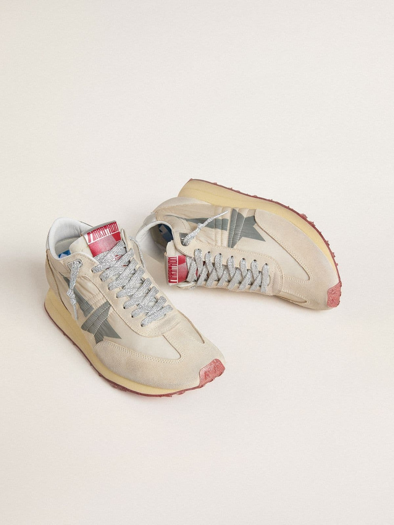Golden Goose Women’s Marathon with beige nylon upper and gray star outlook
