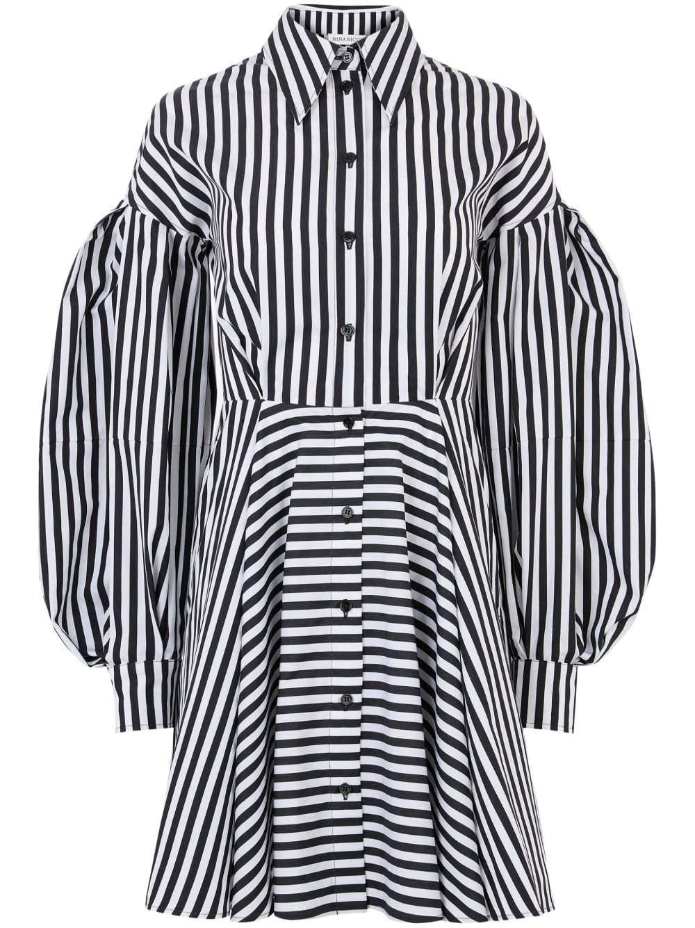 stripe-pattern mini dress - 1