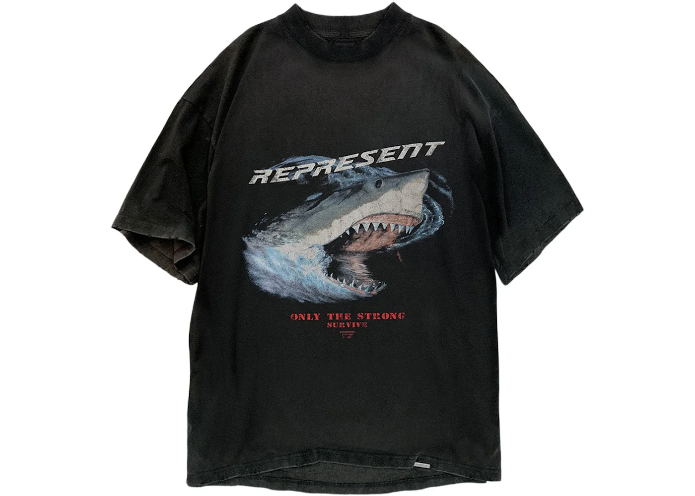 Represent Only The Strong Survive Shark T-Shirt Vintage Black - 1
