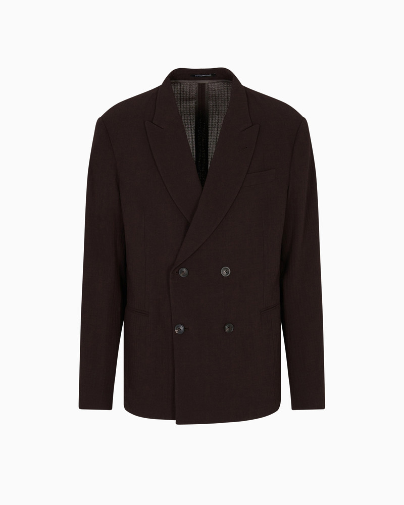 DOUBLE-BREASTED JACKET IN WOOL CRÊPE WITH 3D EFFECT 1