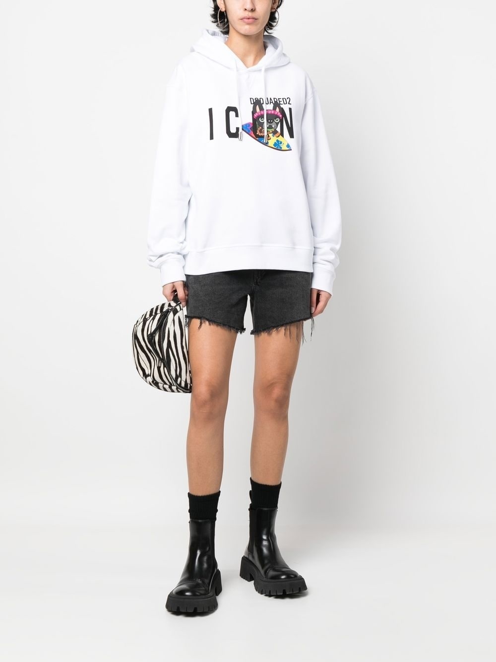 logo-print drawstring hoodie - 2
