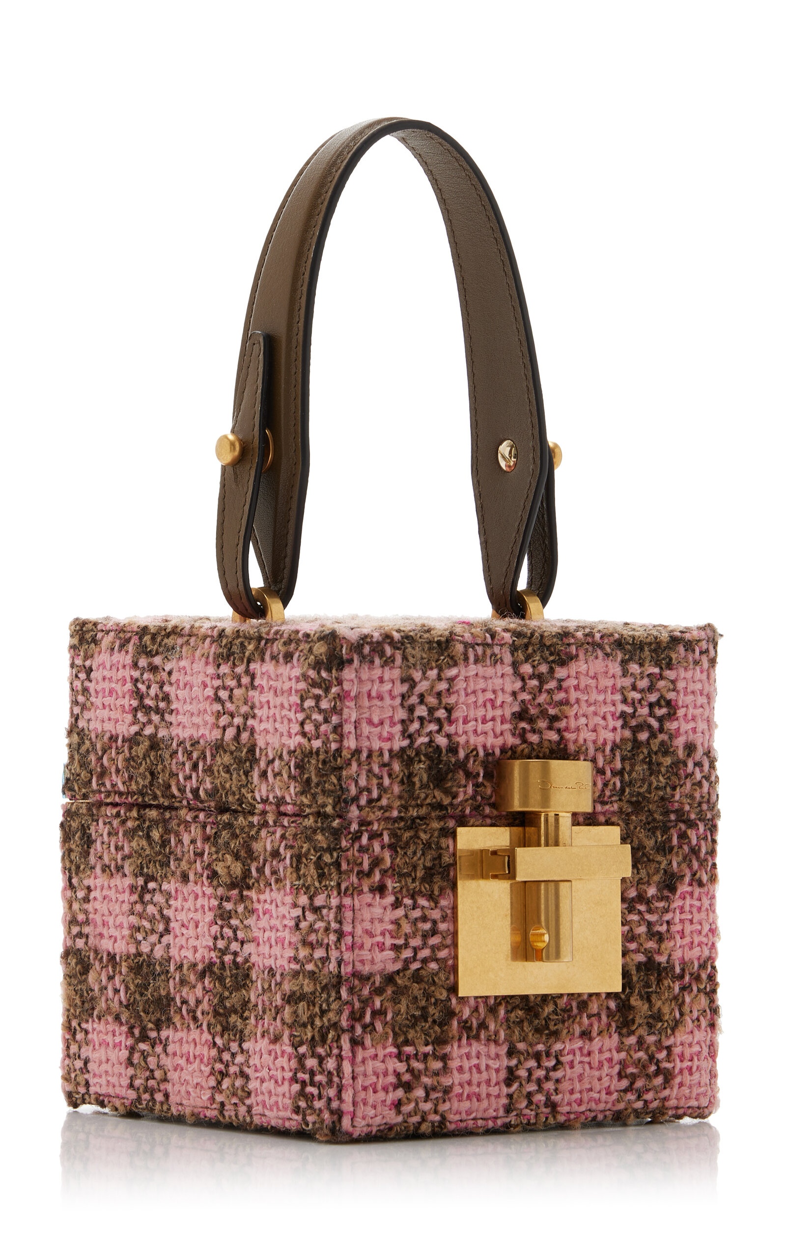 Alibi Checked-Tweed Cube Bag pink - 4