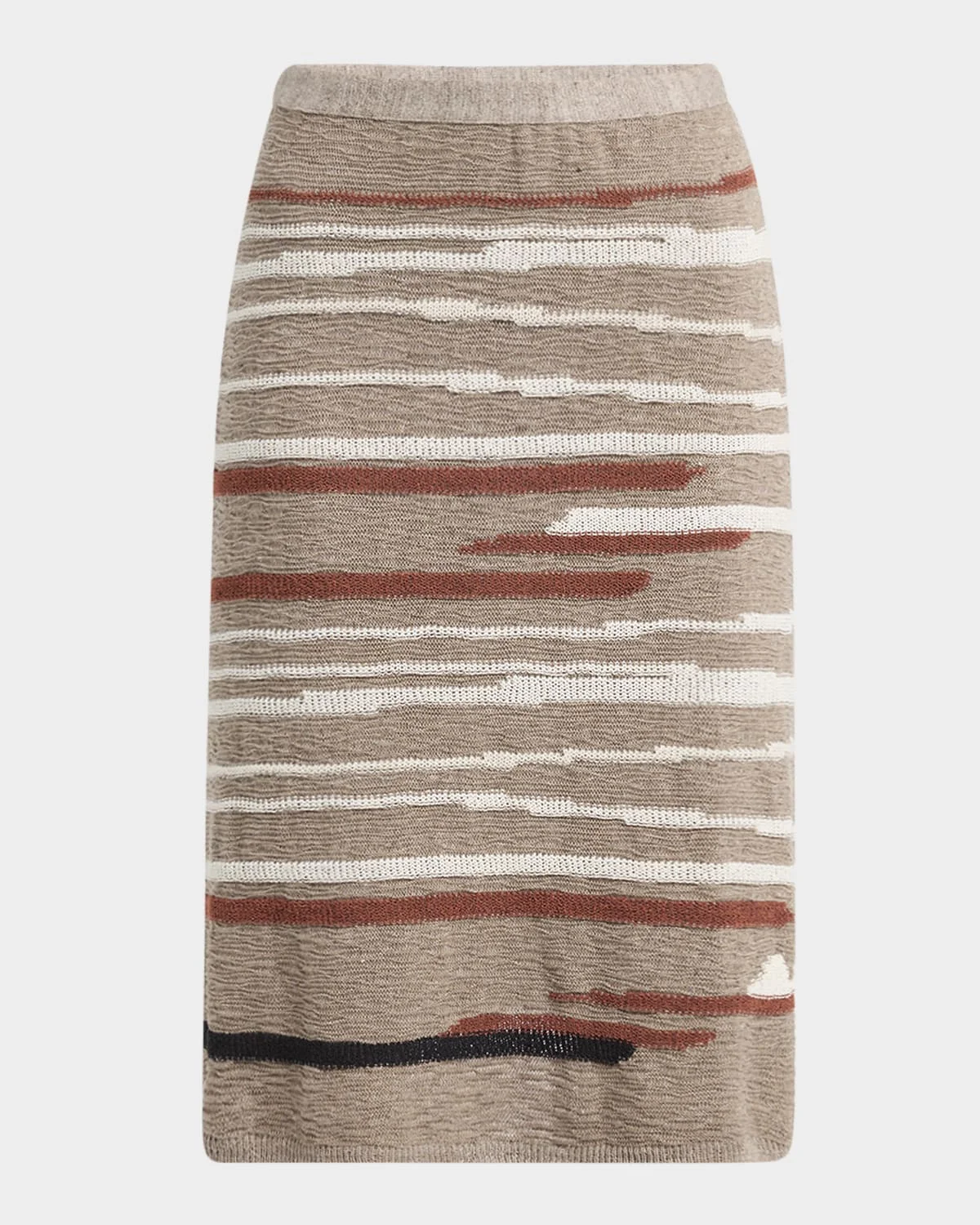 Linen-Cotton Intarsia Skirt - 1