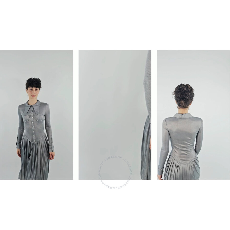 Burberry Grey Melange Marcella Pleated Jersey Corset Dress - 3
