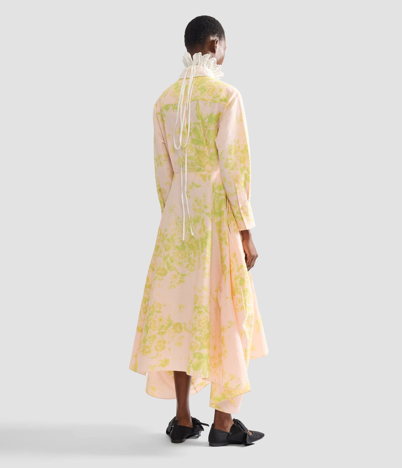FLORAL PRINT LINEN CHINE DRAPED MIDI DRESS 4