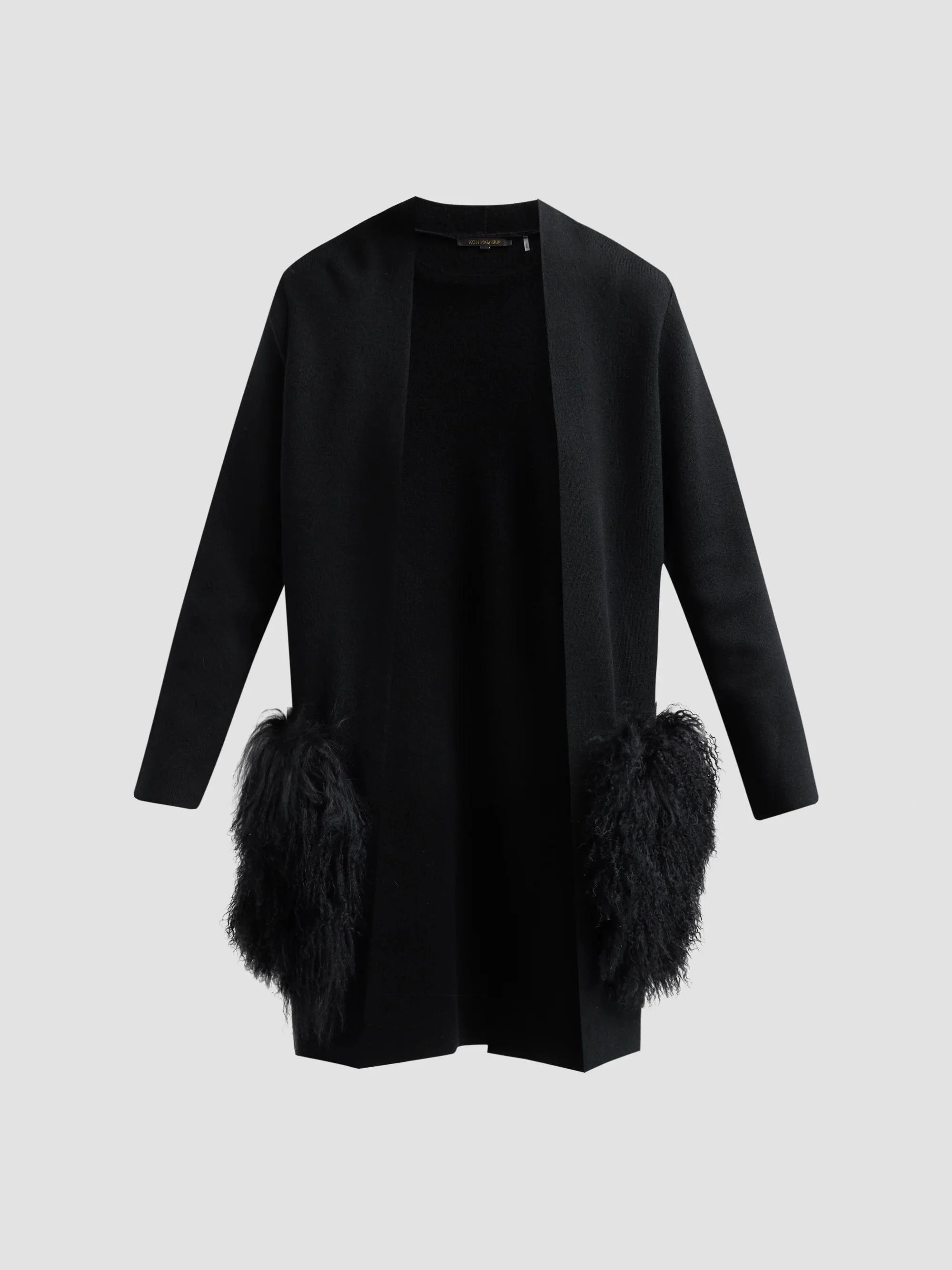 Women's Cori Shearling-Trim Wool-Blend Cardigan - Black - 1
