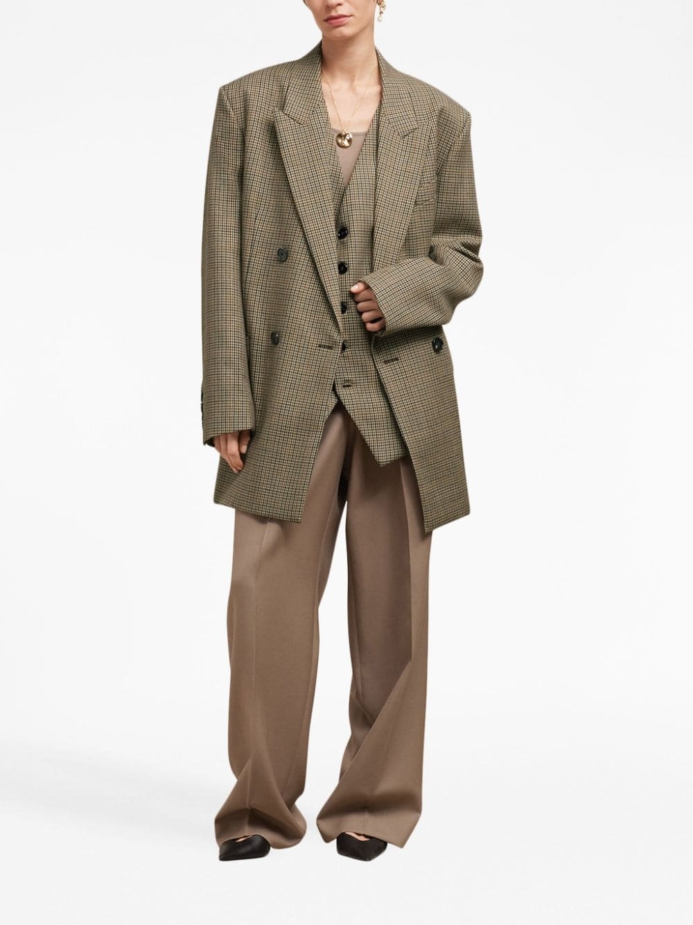 check-print double-breasted blazer - 2