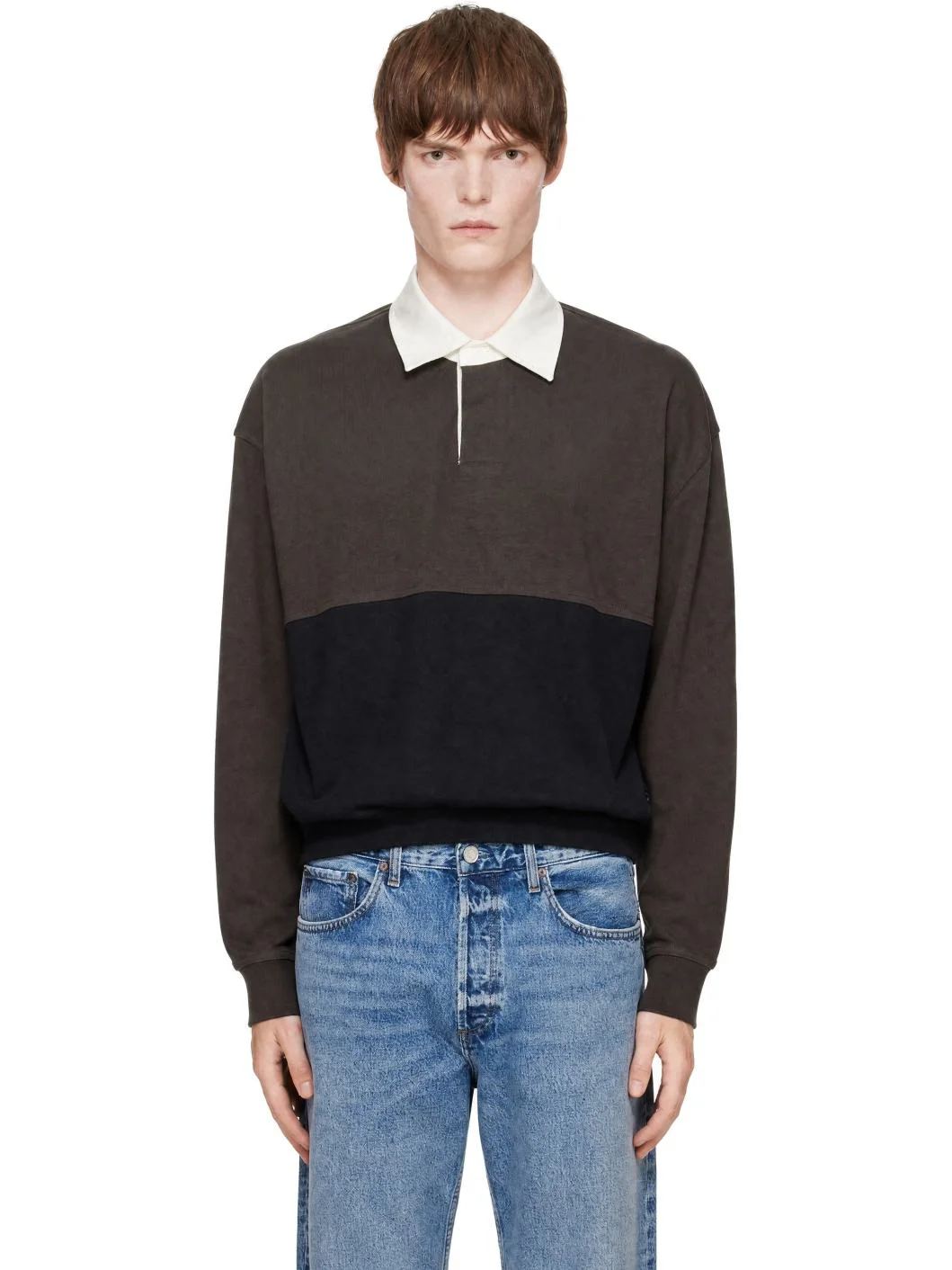 Brown & Black Blocked Rugby Polo - 1
