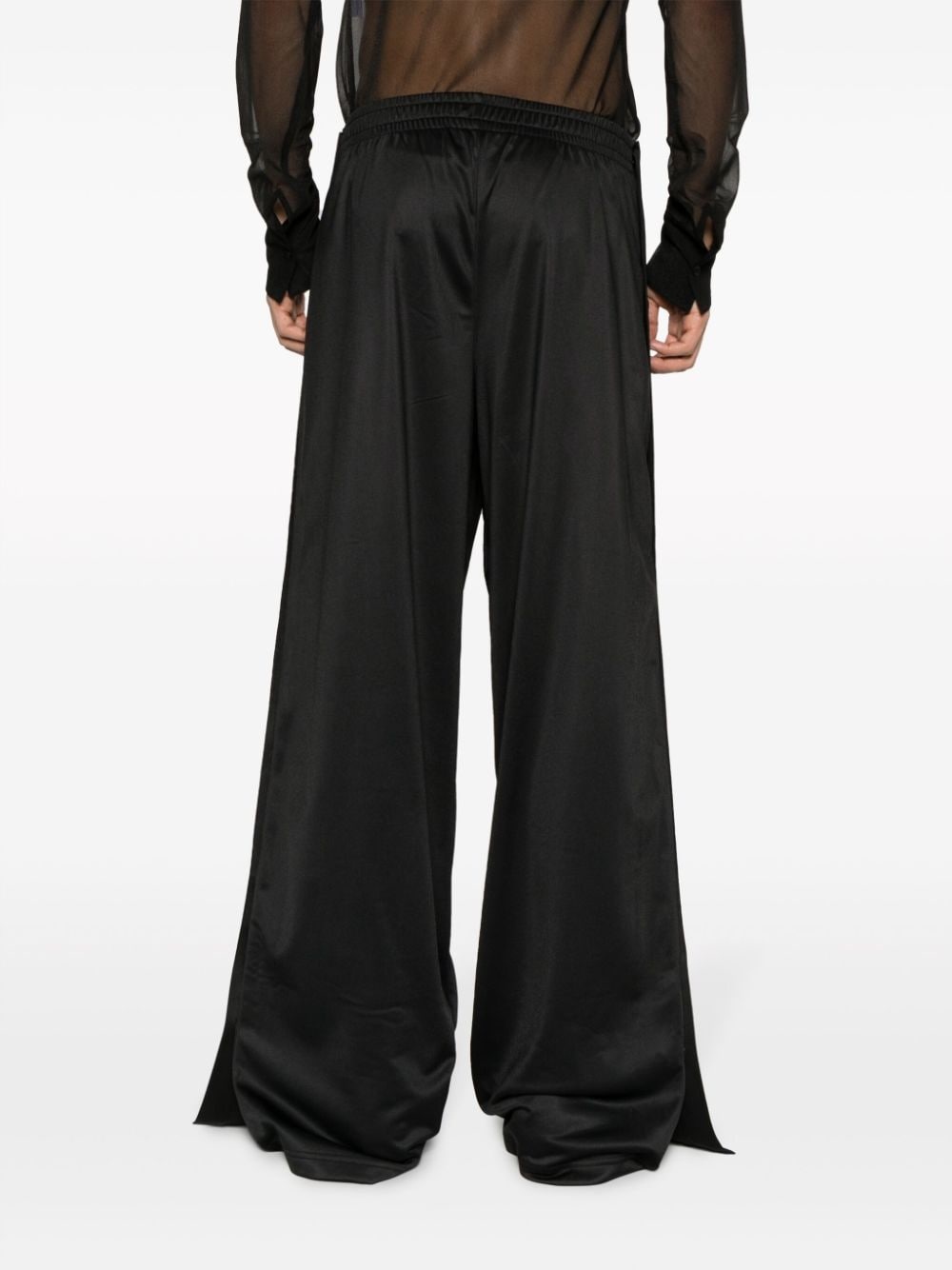 logo-embroidered layered-design wide-leg trousers - 5