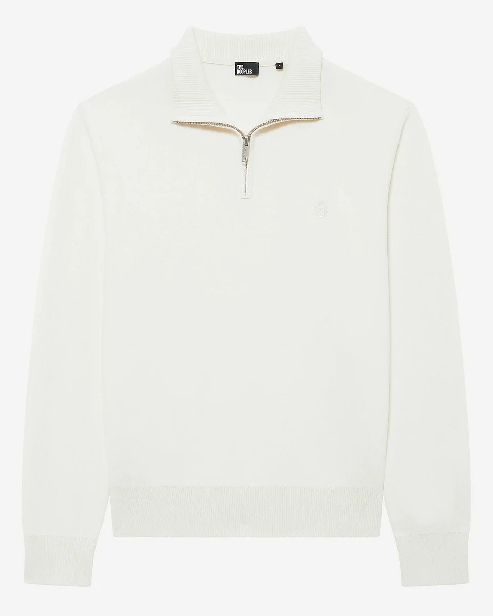 DOUBLE-FACED ECRU WOOL TRUCKER-NECK SWEATER - 1