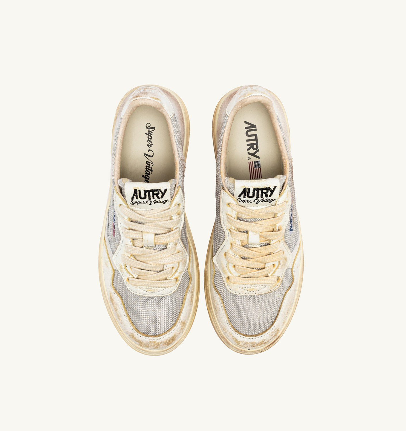 MEDALIST LOW SUPER VINTAGE SNEAKERS IN GRAY AND WHITE LEATHER AND MESH - 5
