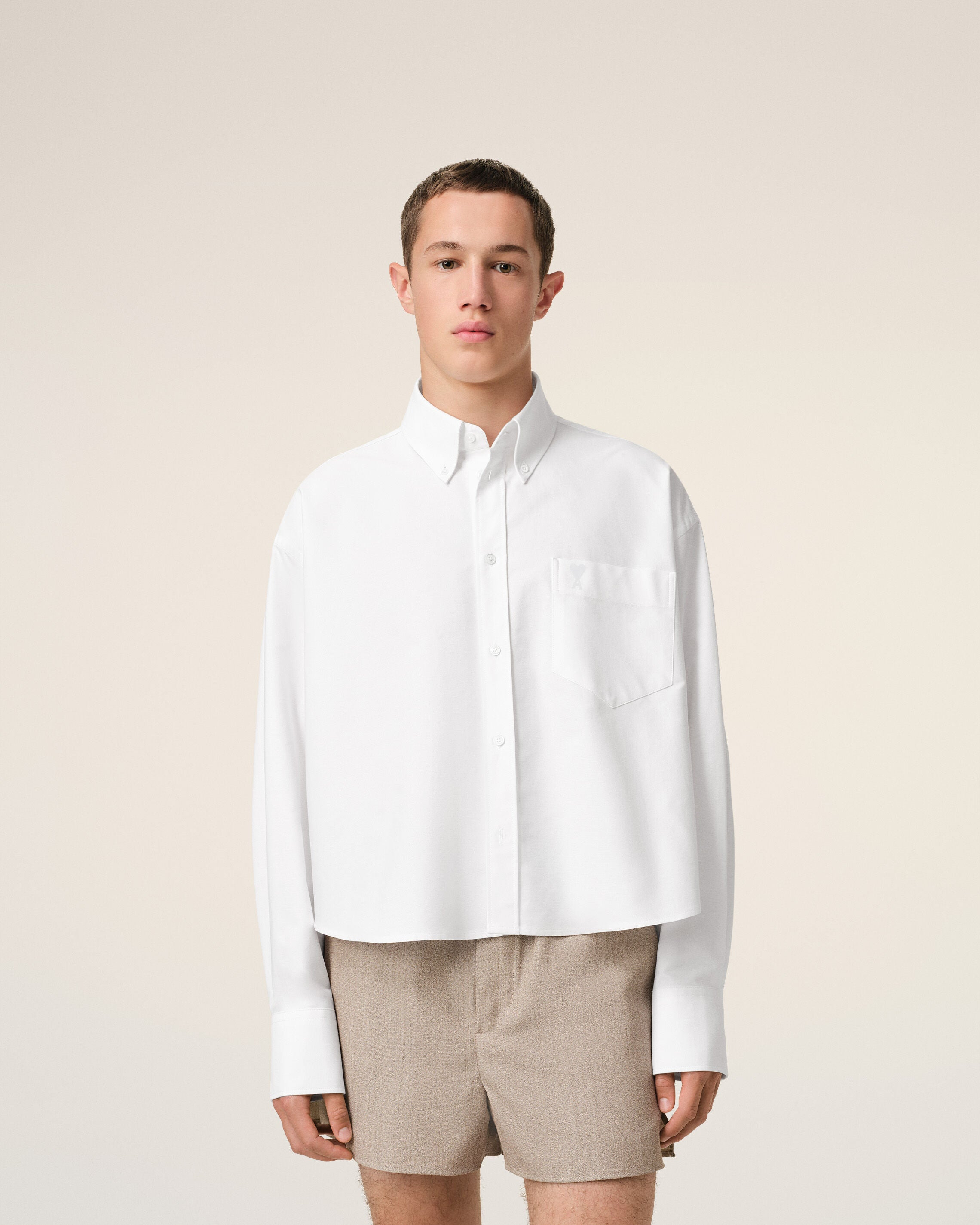 WHITE COTTON CROPPED OVERSIZED SHIRT - 3