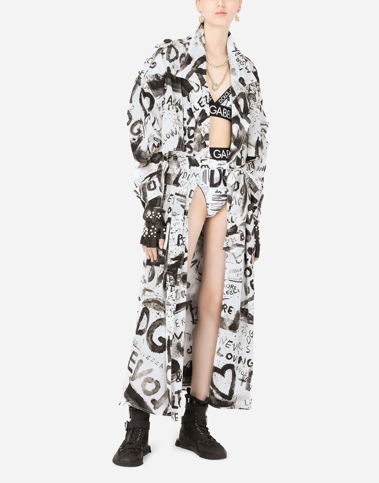 Nylon trench coat with DG graffiti print - 6