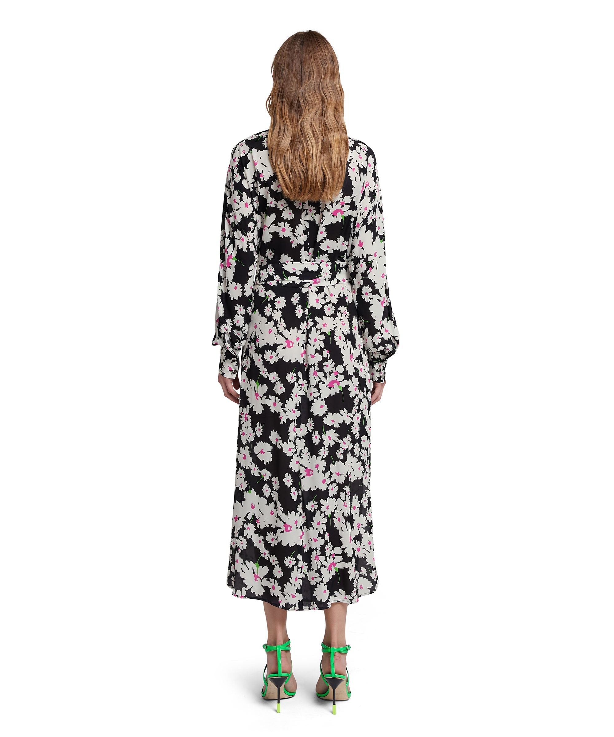 Fluid fabric chemisier shirt dress with daisy print - 3