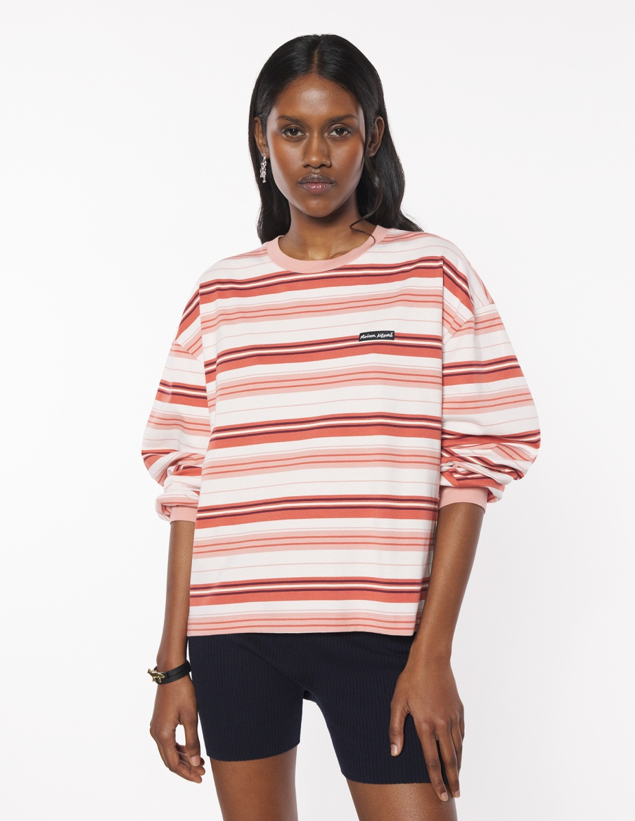 MAISON KITSUNE LABEL MULTI STRIPES BLOUSY TEE-SHIRT - 3