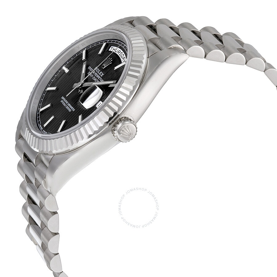 Rolex Day-Date 40 Dark Rhodium Stripe Motif Dial 18K White Gold President Automatic Men's Watch 2282 - 2
