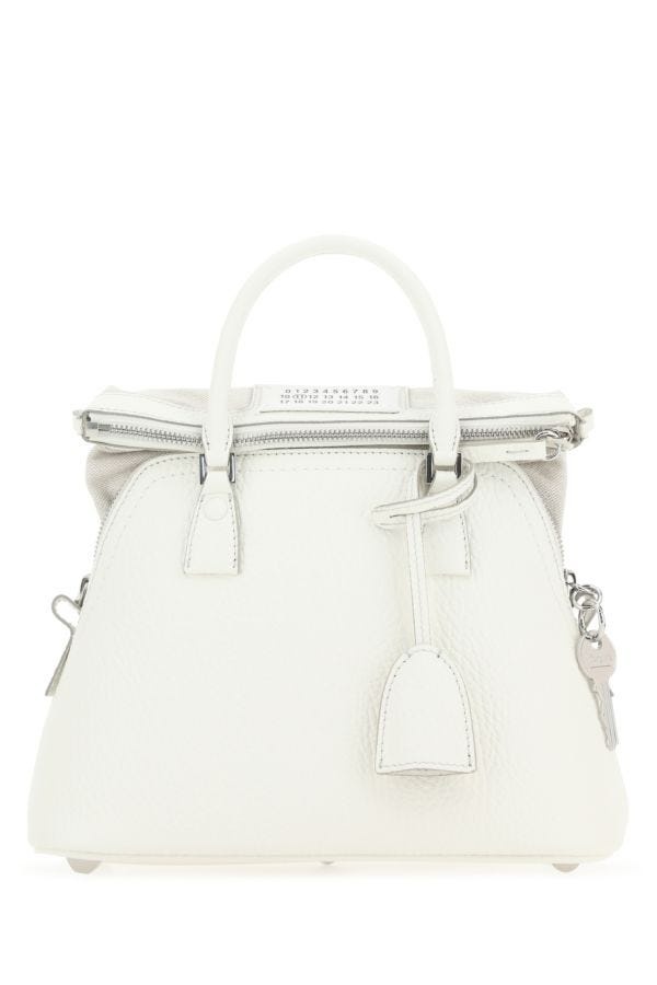 MAISON MARGIELA WOMAN White Leather 5Ac Handbag - 1
