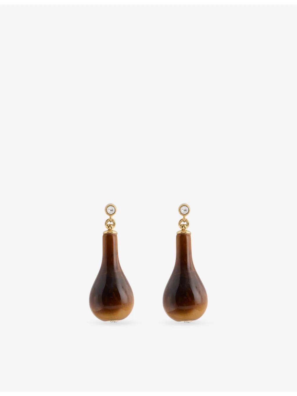 Tiger's Eye Swarovski®-Crystal Brass Drop Earrings - 1