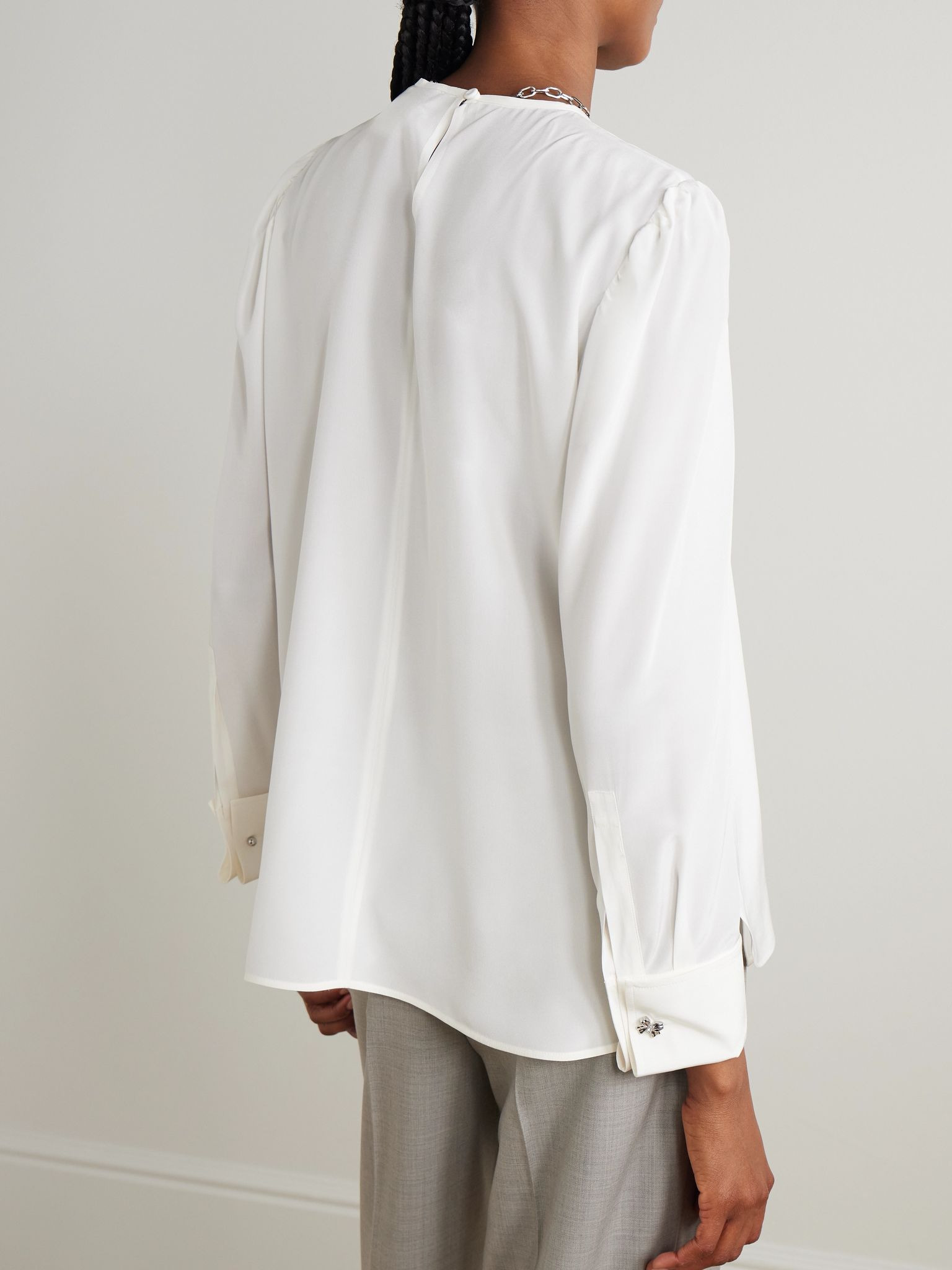 Carol gathered silk blouse White - 4